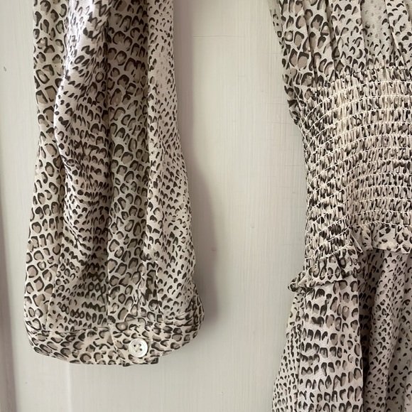 Rails Tan & Cream Jasmine Smocked Long Sleeve Dress in Snakeskin - Picture 13 of 16